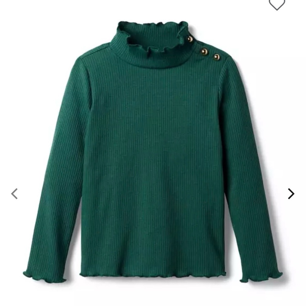 RIBBED RUFFLE TRIM TURTLENECK